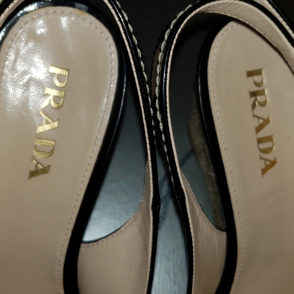 Prada Black Patent leather open toe wedge - Picture 7 of 9